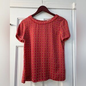 Banana Republic Pink and Orange Patterned Short Sleeve Top